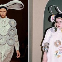 Compact disc bekas dimanfaatkan oleh netizen ini untuk berkreasi membuat baju high-fashion ala-ala. (Foto: Dok. Boredpanda)