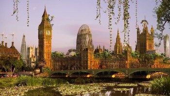 London menjadi rawa besar. Bayangkan, Tower Bridge tanpa turis, hanya ada katak. Foto: via Brainberries