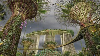 Imajinasi terhadap Marina Bay Sands ini terlihat cantik, tapi akan menyeramkan jika sungguhan terjadi. Foto: via Brainberries