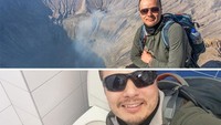 Pria ini foto di atas kawah, dan sekarang dengan pakaian yang sama hanya bisa berfoto di atas kloset.  