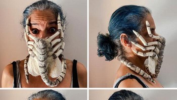 Menggunakan masker alien. Foto: Bored Panda