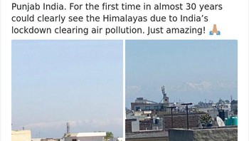 Para pengguna Twitter di Jalandhar mengatakan mereka tidak perlu menggunakan zoom pada kamera mereka untuk menangkap bidikan Himalaya yang indah. Foto: via Bored Panda