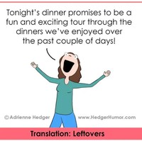 Isolasi diri membuatmu mu memakan makanan yang membosankan, sama seperti hari-hari kemarin. Mengharapkan makan malam yang menyenangkan dan jauh lebih menarik dari hari sebelumnya mungkin hanya ada dalam khayalanmu. Foto: Facebook Hedger Humor