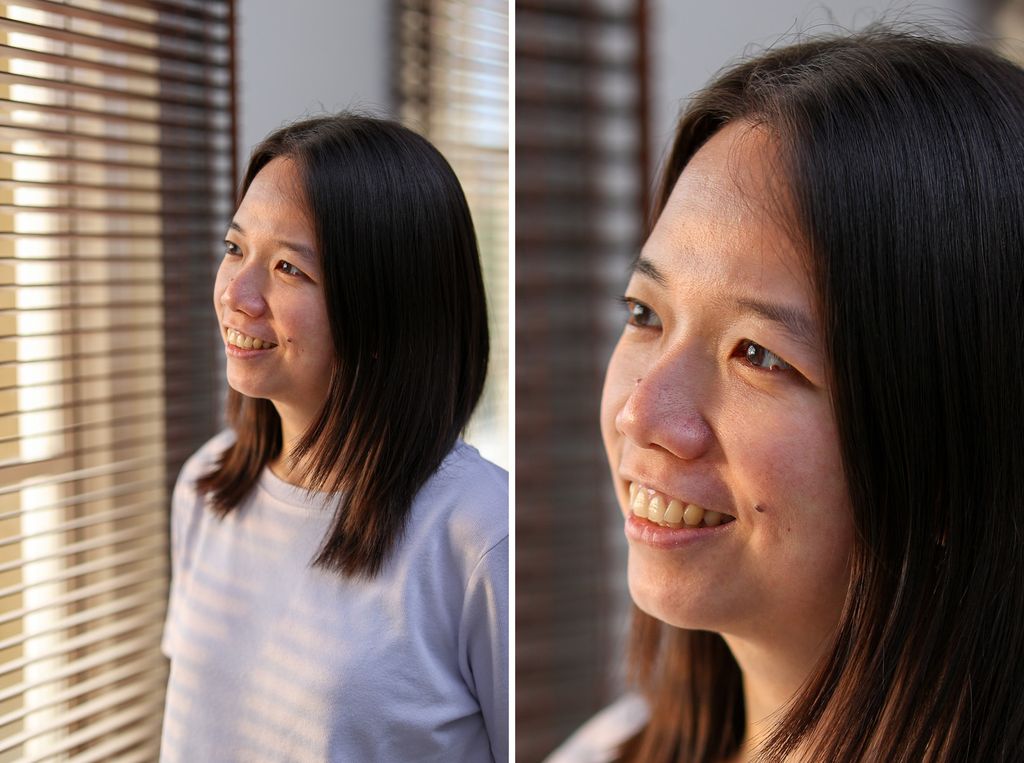 Kiri: foto dengan lensa EF 85mm f/1.4 IS L USM. Kanan: Crop dari foto kiri.