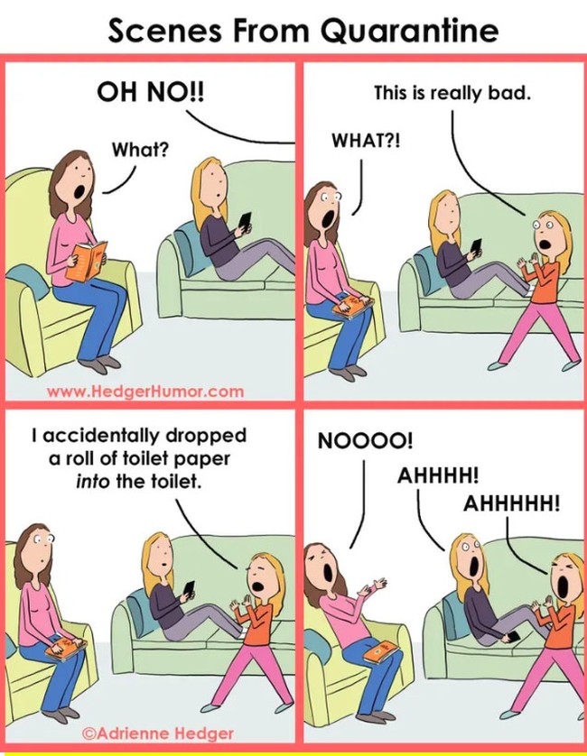 Kalau sebelum pandemi Corona kamu tidak sengaja menghabiskan tisu di rumah dengan menjatuhkannya ke dalam toilet bukanlah masalah besar, maka sekarang, hal itu bisa memancing kepanikan sekeluarga loh. Kamu tahu kan sekarang ini tisu sudah menjadi barang yang berharga? Foto: Facebook Hedger Humor