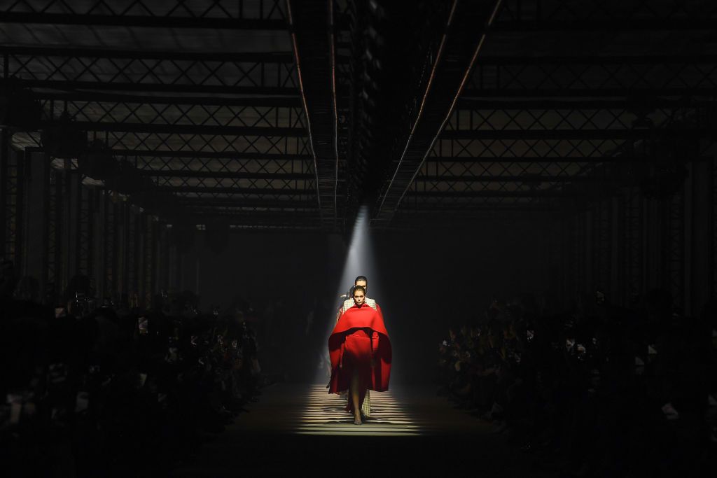 PARIS, FRANCE - MARCH 01: (EDITORIAL USE ONLY) A model walks the runway during the Givenchy as part of the Paris Fashion Week Womenswear Fall/Winter 2020/2021 on March 01, 2020 in Paris, France. (Photo by Pascal Le Segretain/Getty Images)