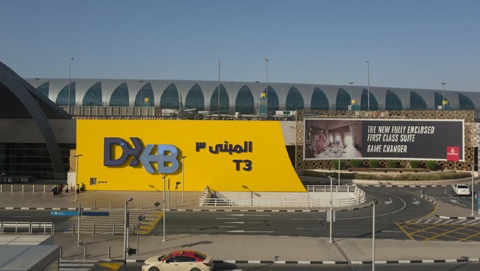 Dubai, United Arab Emirates - March 29, 2019: General view of Dubai International Airport Terminal 3 in Dubai, United Arab Emirates. It is the worlds busiest airport by international passenger traffic.