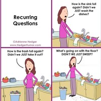 Beginilah yang dialami oleh Hedger dan ibu-ibu yang melakukan isolasi diri di rumah bersama keluarganya. Rasanya pakerjaan rumah tidak ada habis-habisnya ya? Beberapa menit yang lalu sudah dibersihkan lalu beberapa menit kemudian sudah kotor lagi. Foto: Facebook Hedger Humor