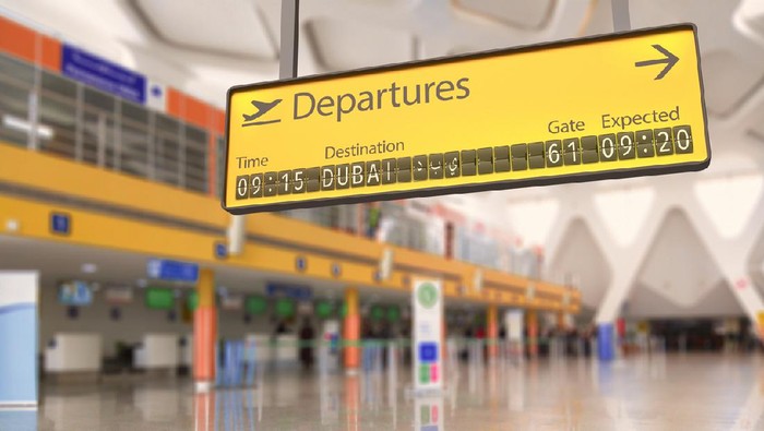 Dubai, United Arab Emirates - March 29, 2019: General view of Dubai International Airport Terminal 3 in Dubai, United Arab Emirates. It is the worlds busiest airport by international passenger traffic.