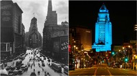 Suasana Broadway di Los Angeles juga tampak ramai pada tahun 1930. Jalan tersebut merupakan ikon terkenal di Amerika Serikat yang tidak pernah sepi kerena pusat ekonomi bisnis sejak dahulu. Tetapi kita lihat foto sebelahnya saat Broadway yang sangat sepi karena pandemi COVID-19. Saat ini Amerika Serikat memiliki kasus positif virus Corona terbanyak di seluruh dunia. General Photographic Agency/Getty Images, AP Photo/Mark J. Terrill.