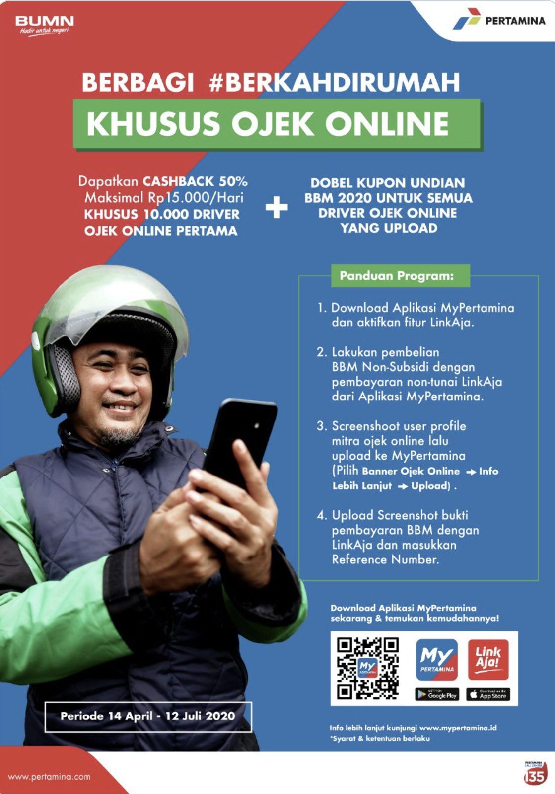 Ojol Mau Dapat Cashback 50% dari Pertamina? Ini Caranya!
