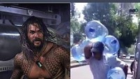 The real Aquaman! Menurut kalian, mana yang lebih pantas dipanggil Aquaman? Yang bawa banyak galon atau yang sama sekali tak bawa galon? Foto: istimewa