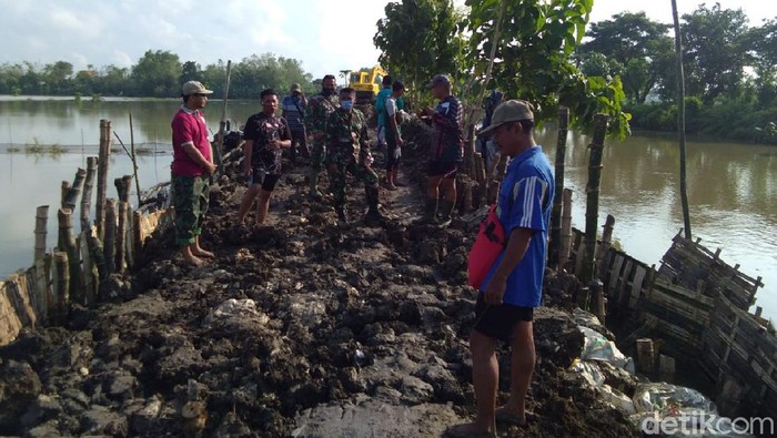 perbaikan tanggul jebol di lamongan