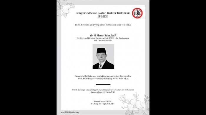 PB IDI Kembali Umumkan Seorang Dokter Meninggal Dunia Positif Corona