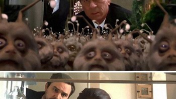 Mereka foto dengan meniru adegan-adegan dan juga poster film Hollywood. Kalau ini adegan film Men in Black. (Foto: Boredpanda)