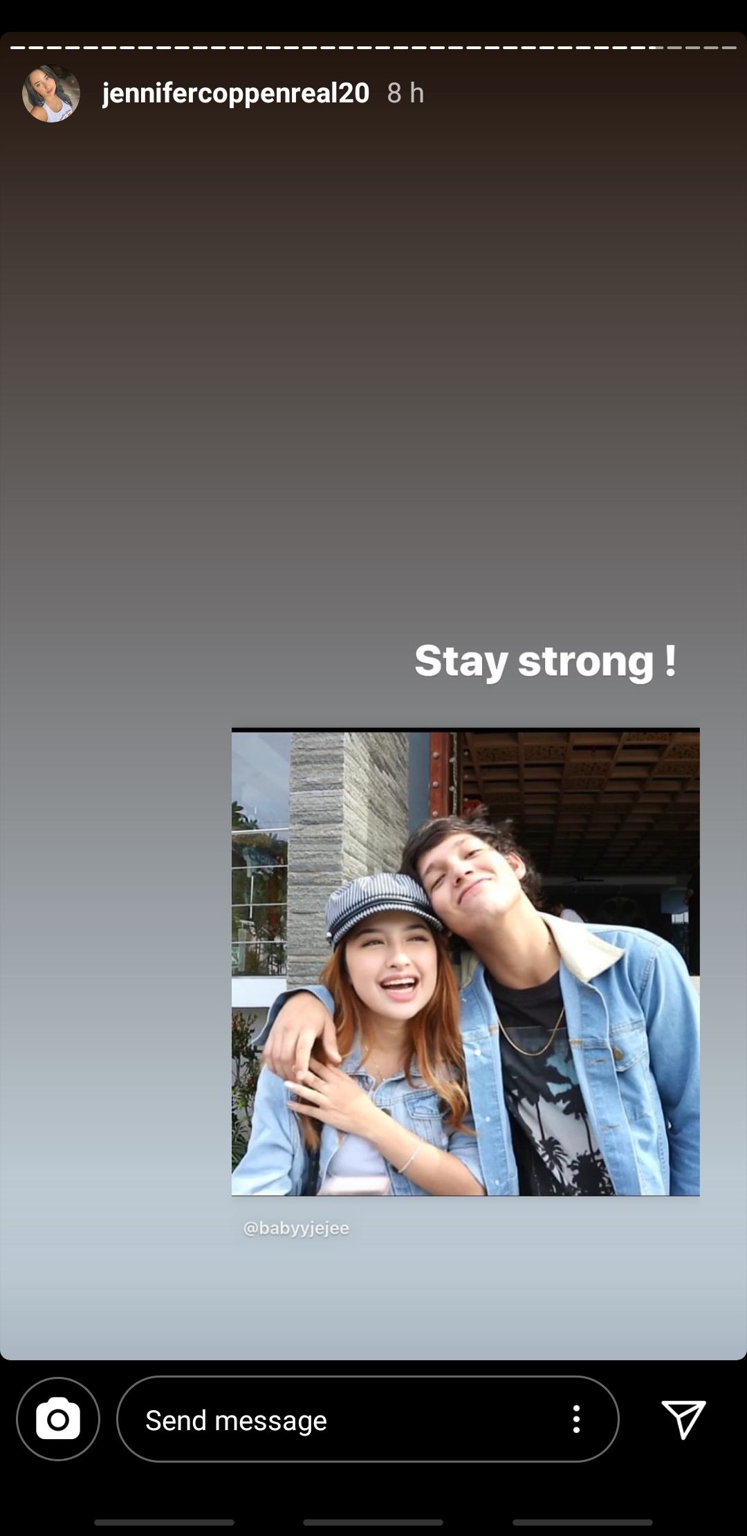 IG Story dukungan Jennifer Coppen ke Naufal Samudra