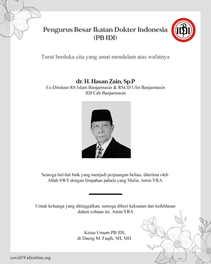 Dokter Ahli Paru-paru Pertama di Kalsel Meninggal Karena Corona