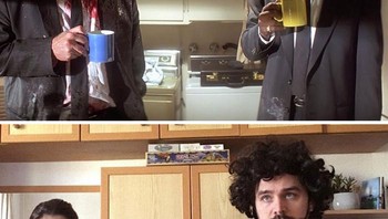 Dengan mengesampingkan kreativitas kita, tujuan utama kita adalah untuk membuat senyum di wajah orang-orang selama masa-masa sulit ini, tutup mereka. Adegan film Pulp Fiction. (Foto: Boredpanda)