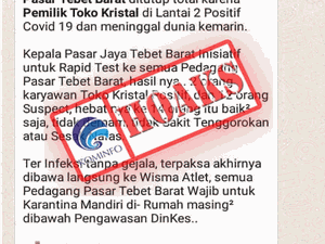 Kominfo Tegaskan Broadcast Corona di Pasar Tebet Barat Adalah Hoax