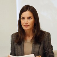 Giliran blazer bermotif kotak-kotak dan kaus coklat yang menjadi andalan mantan wartawan tersebut. (Foto: Instagram/@spanish.royals)