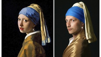 Selanjutnya adalah lukisan Gadis Beranting Mutiara karya dari Seniman Belanda bernama Jan Vermeer yang dibuat pada abad-16. Karya ini direpro ulang oleh warga russia bernama Vitaly Fonarev dengan berdandan seperti lukisan tersebut.  Karya ini sering disebut “Mona Lisa dari Belanda”, lukisan paling cantik yang pernah dihasilkan oleh pelukis Flemish. Bahkan lukisan ini pernah dibuat menjadi sebuah novel sejarah dengan judul“Girl with Pearl Earring”, karya Tracy Chevalier, 1999. Vitaly Fonarev via AP.