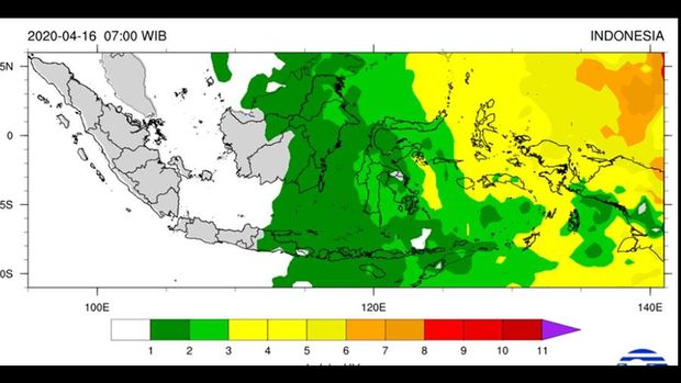 Data UV Index 16 April BMKG