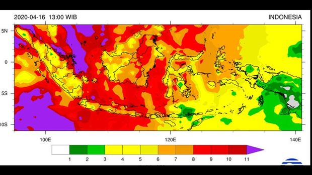 Data UV Index 16 April BMKG