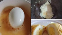 Bosan dengan hidangan telur goreng, netizen ini kreasikan telur rebus yang dibalut dengan telur goreng seperti ekado. Foto: Istimewa