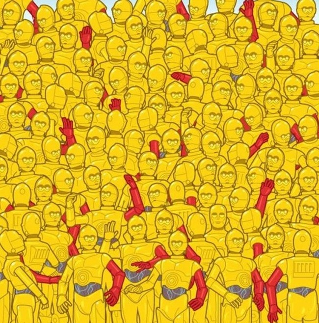 Nah yang ini cukup sulit. Bisakah kamu menemukan patung Oscar dari antara kumpulan robot-robot ini? Temukan jawabannya di slide selanjutnya. Foto: Mike Rogalski/Eyeswasweb.com