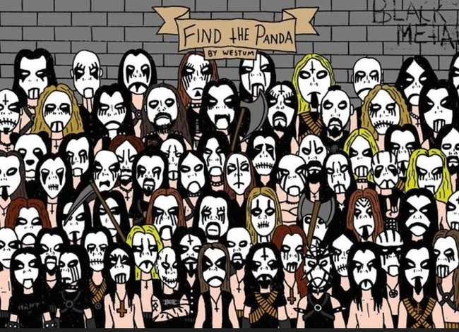 Bisa temukan seekor panda yang sedang ikut berkumpul bersama para penggemar musik metal? Kalau bisa berarti matamu jeli banget. Foto: Facebook Espen Westum