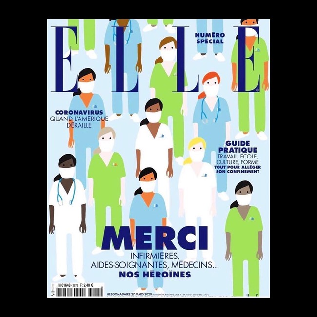 Majalah Elle Prancis juga mendedikasikan salah satu edisinya bagi para tenaga medis. (Foto: Ist)
