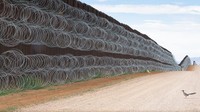 Juara kedua kategori single nature dimenangkan oleh Alejandro Prieto. Terlihat seekor burung roadrunner tampak mendekati dinding perbatasan di Naco, Arizona, Amerika Serikat. Alejandro Prieto, World Press Photo via AP.