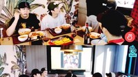 Dalam siaran VLIVE, GOT7 terliaht menikmati makan siang mereka. Ketujuhnya duduk bersama dan menikmati satu paket lengkap makan siang dengan menu Korea. Foto: Istimewa
