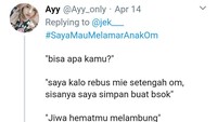 Cuitan dengan hastag #sayamaumelamaranakom pertama kali ditulis oleh pengguna akun @jek__ ternyata cuitan ini berbuntut panjang. Ratusan orang menunjukkan bakat masing-masing demi menarik perhatian calon mertua agar bisa melamar anaknya. Foto: twitter