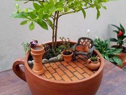 Kreatif! Ada Miniatur Taman di Atas Cangkir Teh