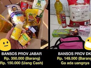 Beda Isi Paket Sembako Jabar dan Jakarta hingga Pria Mengais Tumpahan Susu