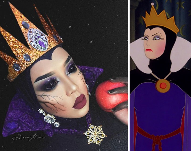 Kemampuan merias diri yang luas biasa membuat wanita berhijab ini mampu menirukan gaya tokoh-tokoh kartun terkenal dunia. Ini dia foto-fotonya.