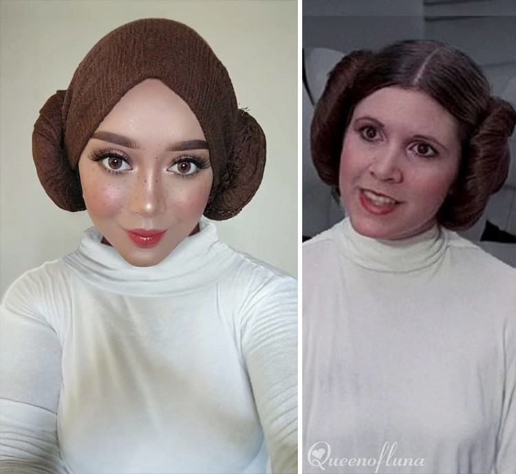 Jago Make Up, Wanita Ini Parodikan Tokoh Kartun Dunia Kemampuan merias diri yang luas biasa membuat wanita berhijab ini mampu menirukan gaya tokoh-tokoh kartun terkenal dunia. Ini dia foto-fotonya.