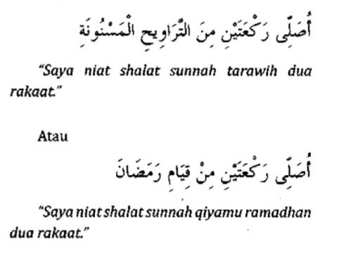 Bacaan niat sholat tarawih
