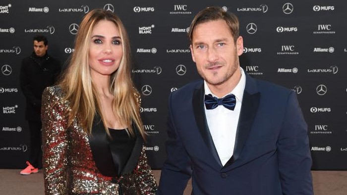 MONACO - FEBRUARY 27:  Francesco Totti and Ilary Blasi attends the 2018 Laureus World Sports Awards at Salle des Etoiles, Sporting Monte-Carlo on February 27, 2018 in Monaco, Monaco.  (Photo by Stuart C. Wilson/Getty Images for Laureus)