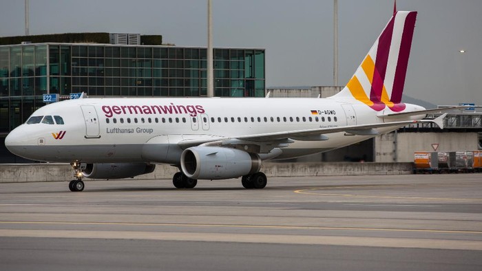 ZArich, Switzerland - April 16, 2013: Airbus A319 of Germanwings with new livery, shortly after landing at Zurich airport.