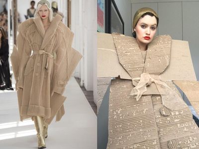 Tren #HomeCouture, Kocaknya Netizen Bikin Baju dari Kardus Hingga Plastik