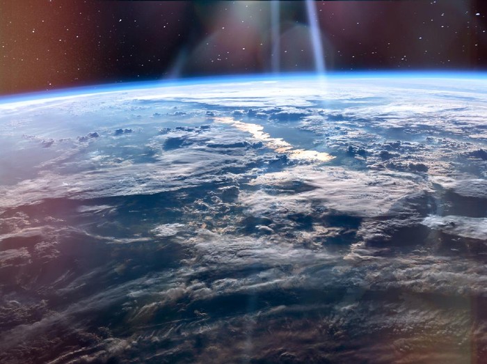 High altitude view of the Earth from space, blue planet with white clouds and deep black space. Elements of this image furnished by NASA.

/urls:
https://images.nasa.gov/details-iss047e137096.html,
https://images.nasa.gov/details-GSFC_20171208_Archive_e000127.html,
https://images.nasa.gov/details-iss013e78960.html,
https://images.nasa.gov/details-iss040e088891.html /