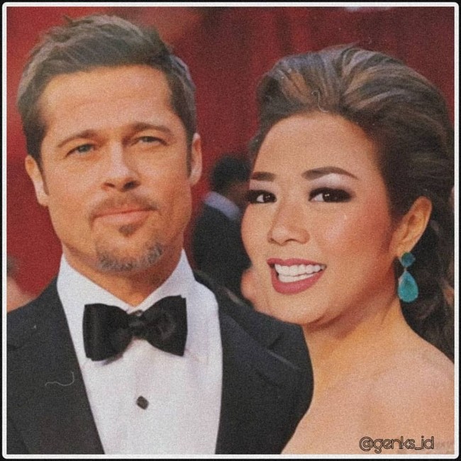 Foto editan yang satu ini terlihat sangat nyata. Soimah disandingkan dengan Brad Pitt. Cocok nggak nih? Foto: Instagram @genks_id
