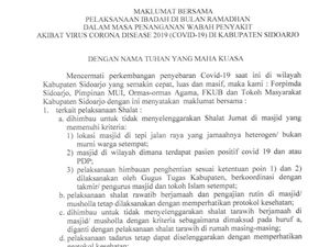 Cegah Penyebaran Corona, NU Sidoarjo Taati Maklumat Selama Ramadhan