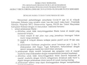Cegah Penyebaran Corona, NU Sidoarjo Taati Maklumat Selama Ramadhan