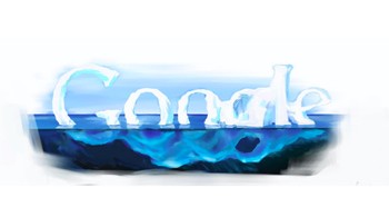 Tahun 2007, menggambarkan tulisan Google sebagai gunung es di tengah lautan. (Foto: Google)