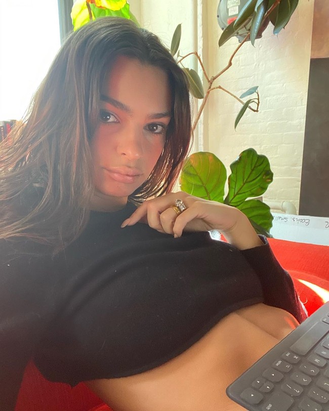 Selama masa karantina karena Corona, Emily Ratajkowski tak jarang memamerkan tampilan seksinya di rumah dengan bikini bahkan tanpa busana. Model sekaligus aktris tersebut pun pernah memamerkan gaya rumahannya yang tak biasa yakni pakai crop top. Foto: Instagram @emrata