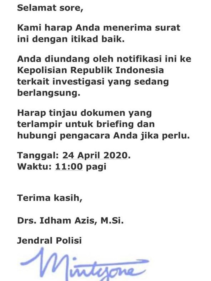 Undangan Hoax Kapolri