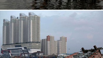Potret salah satu tempat di Jakarta, sebelumya diambil pada tanggal 26 Juli 2018 dan foto bawah diambil 16 April 2020. (Foto: Boredpanda)